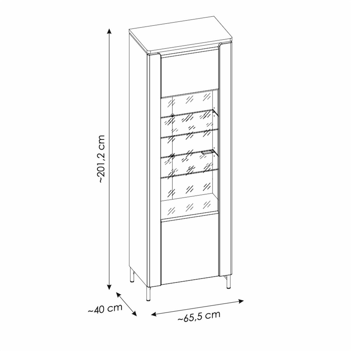 Furniture To Go Genoa 1 Door Display Cabinet - Black & Gold