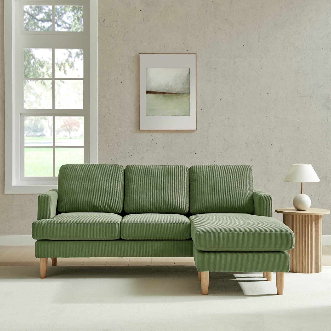 Argos Home Joshua Fabric Reversible Corner Chaise Sofa - Green