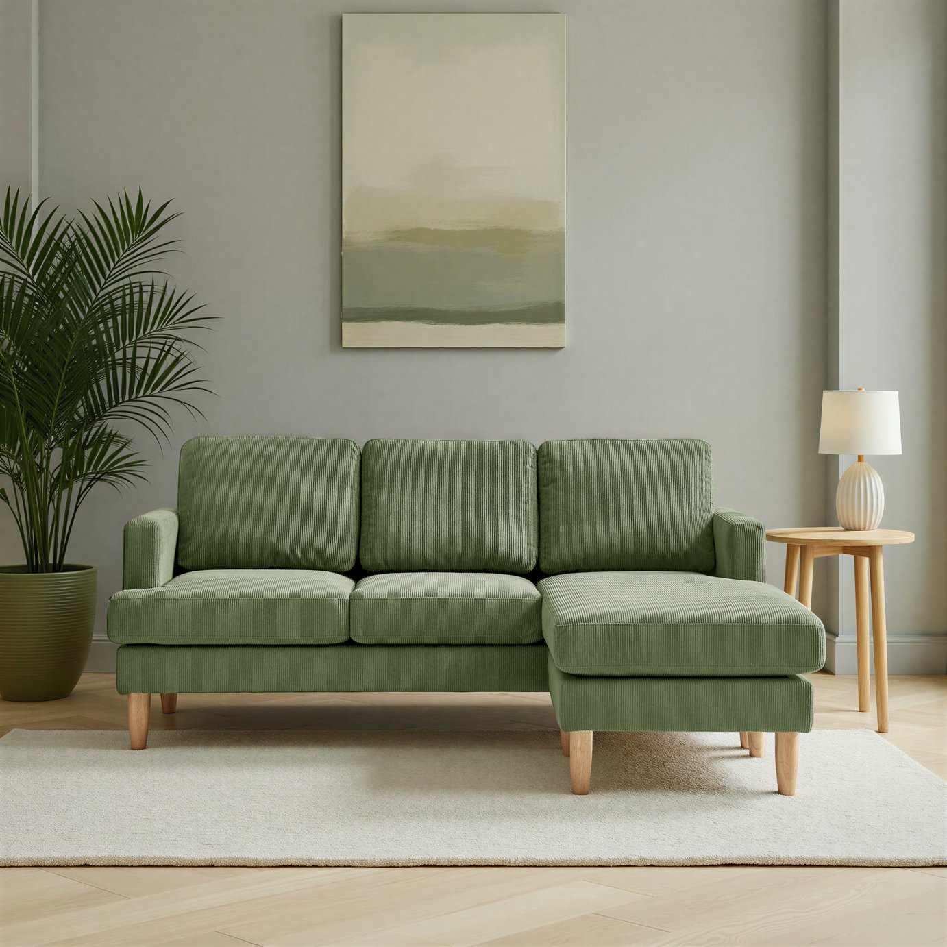 Argos Home Joshua Fabric Reversible Corner Chaise Sofa - Green