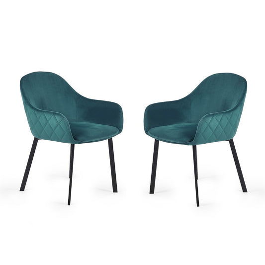 Julian Bowen Lima Pair of Velvet Dining Chairs - Teal