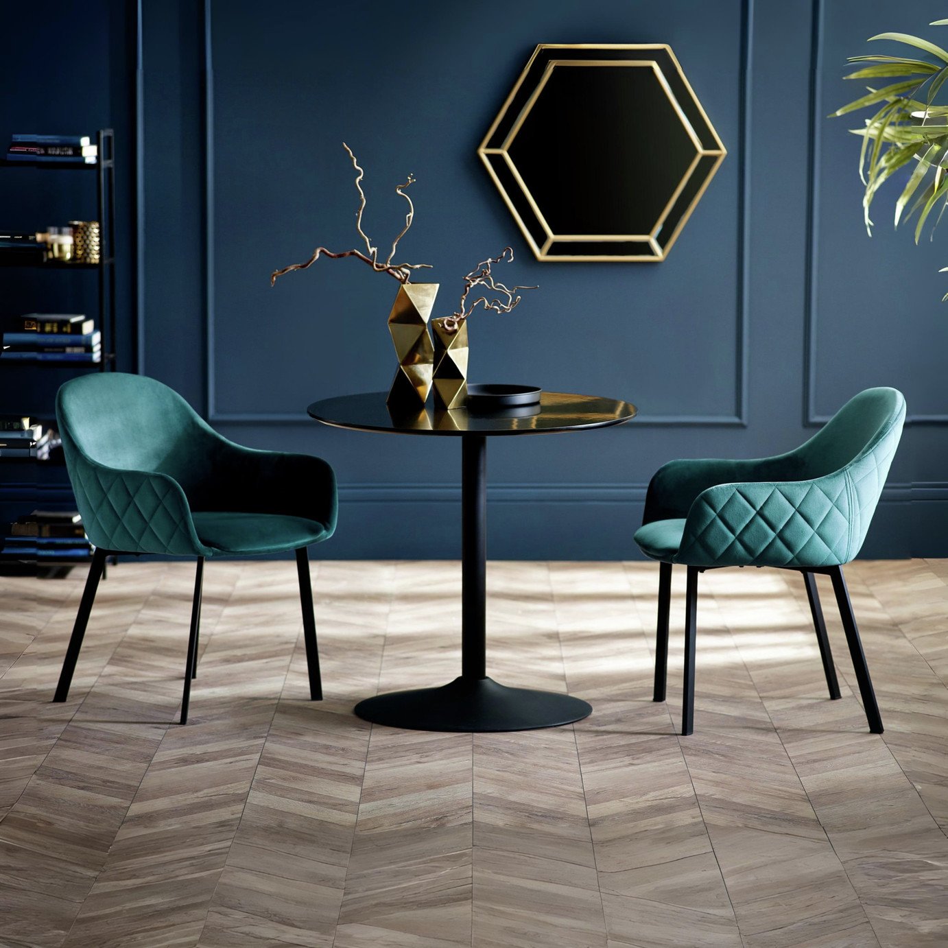 Julian Bowen Lima Pair of Velvet Dining Chairs - Teal