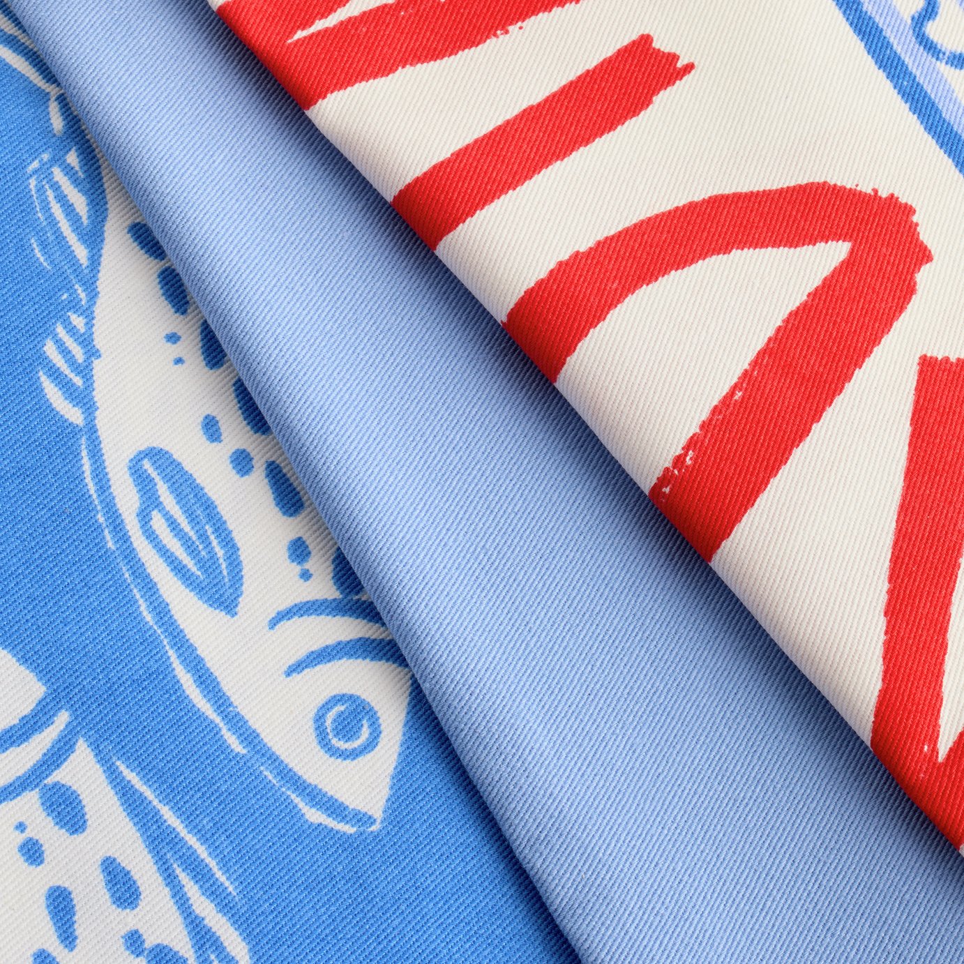 Argos Home Med Coastal Pack of 3 Tea Towels - White & Blue