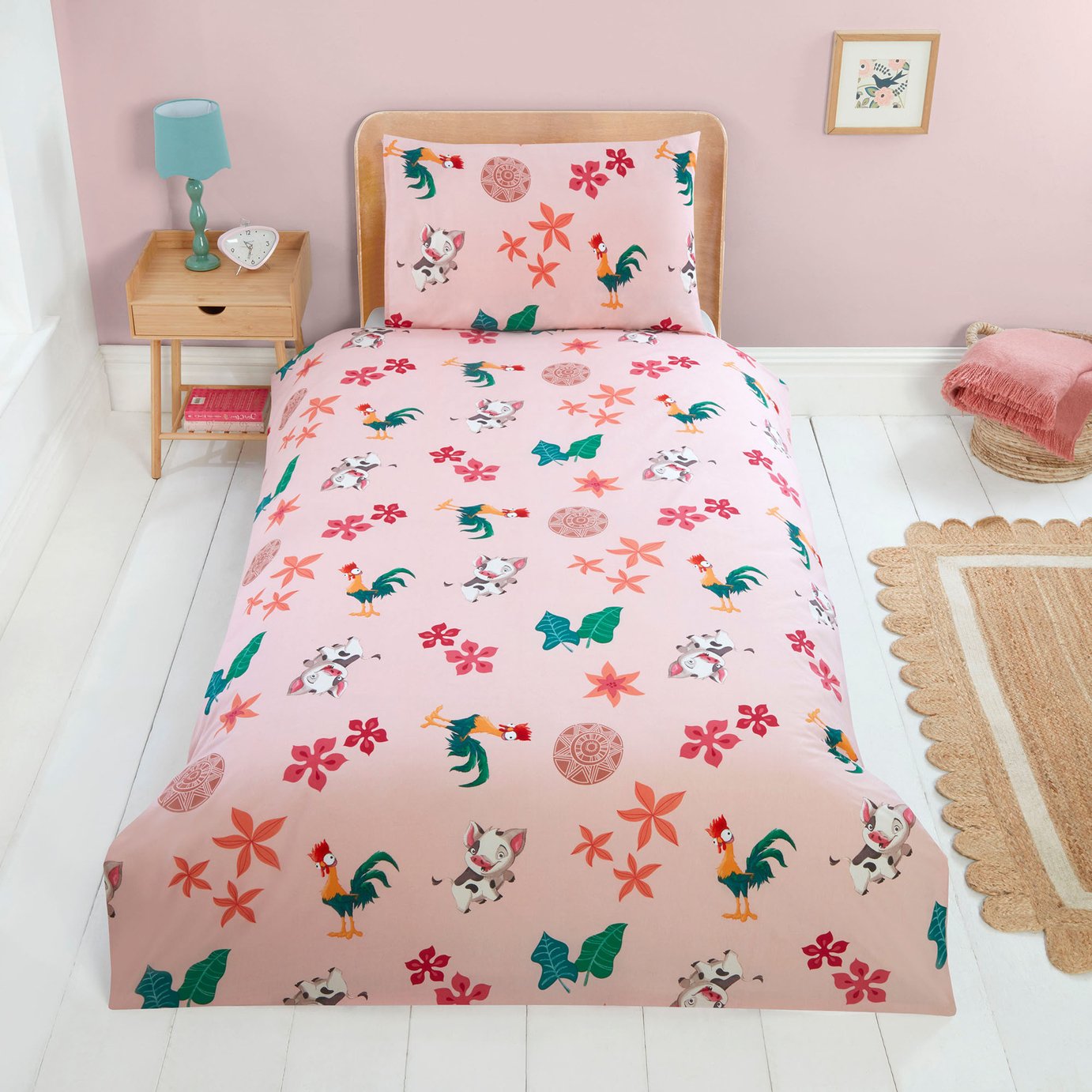 Disney Moana Kids Tropical Pink Bedding Set - Single