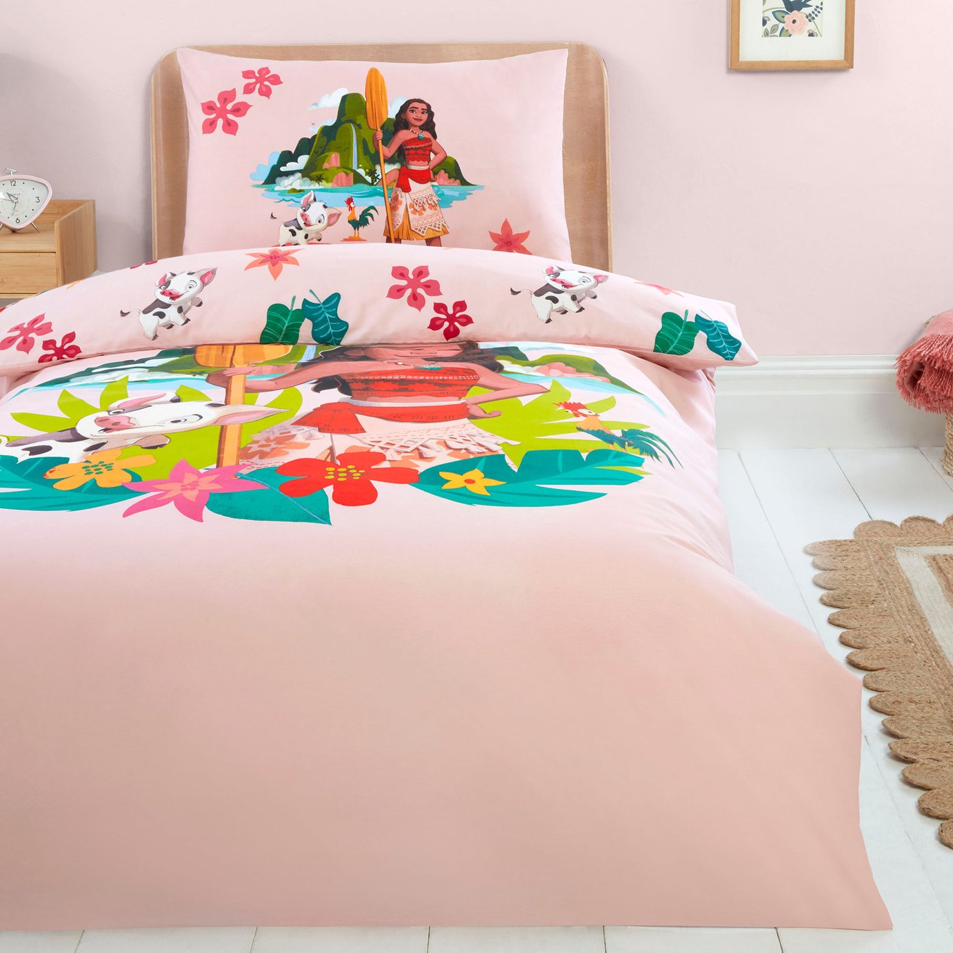 Disney Moana Kids Tropical Pink Bedding Set - Single