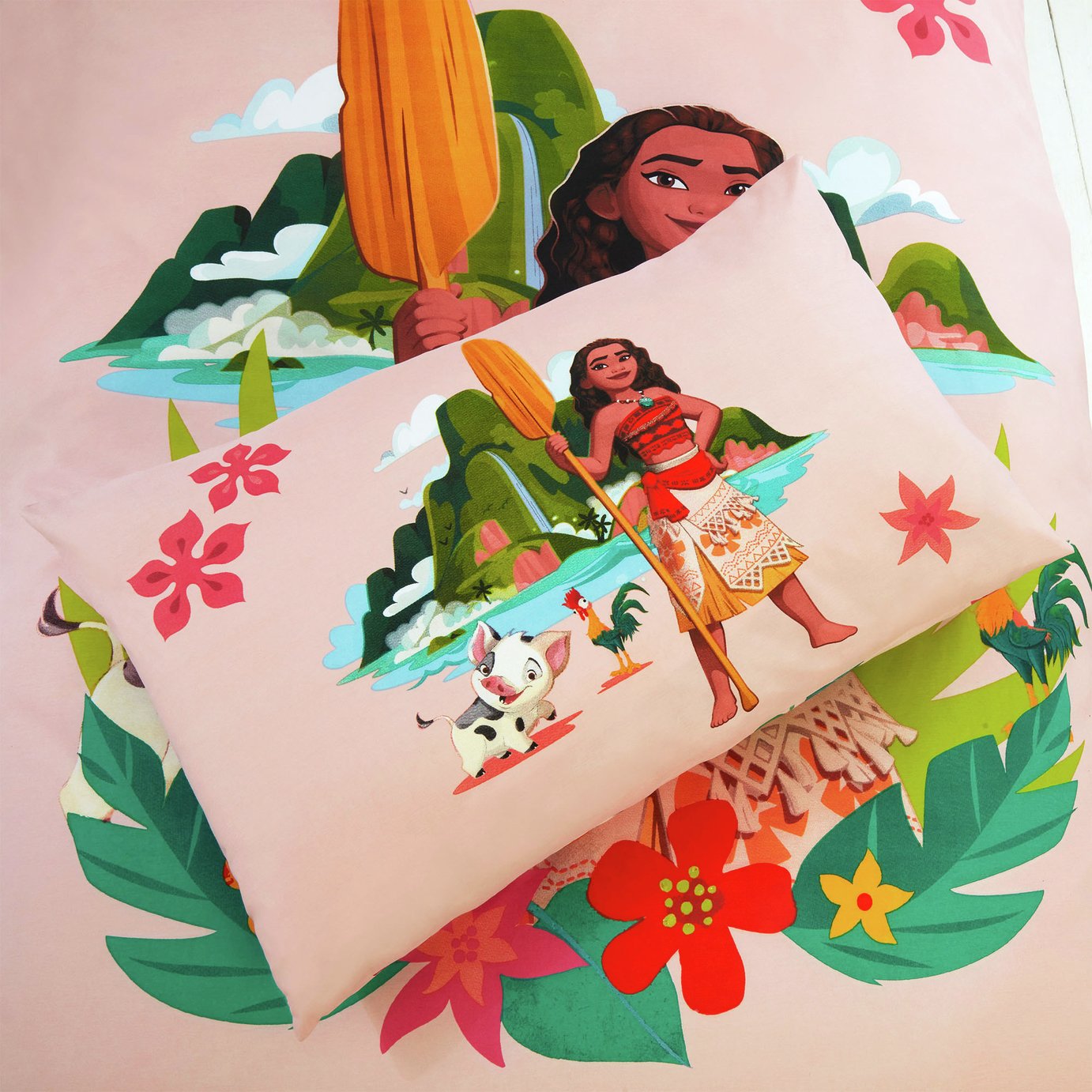 Disney Moana Kids Tropical Pink Bedding Set - Single