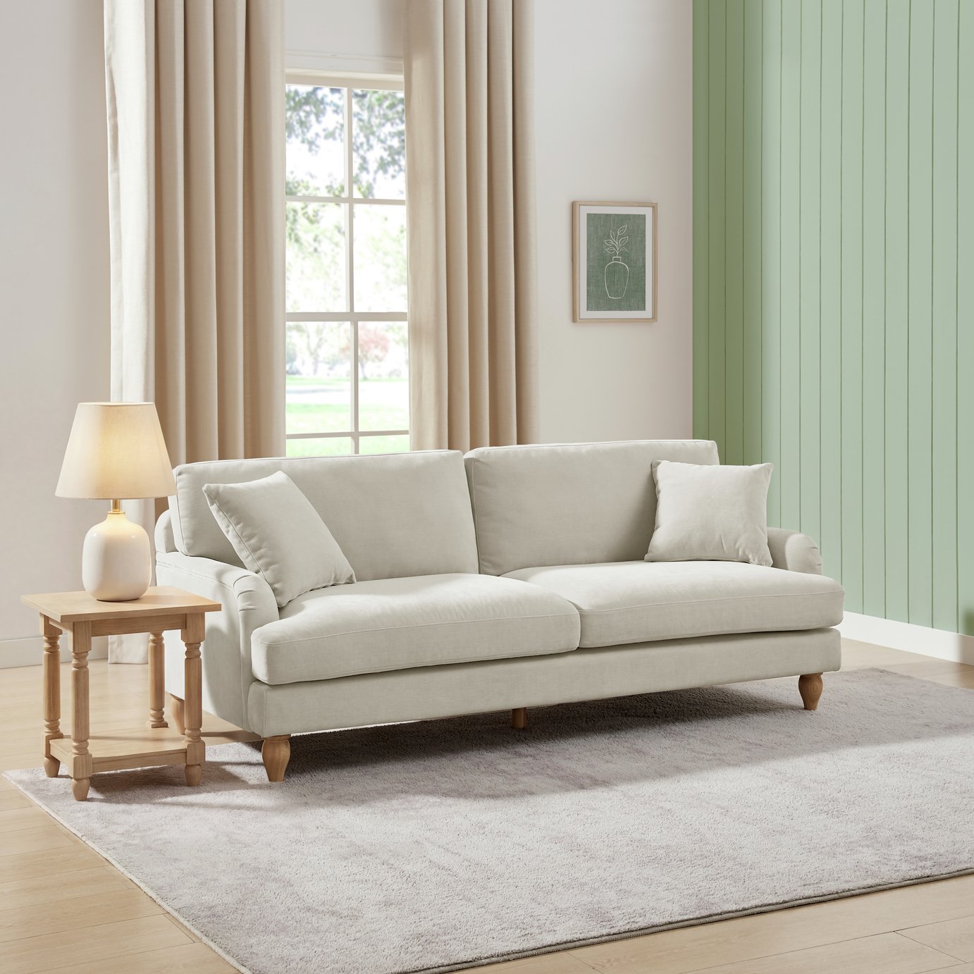 Argos Home Cynthia Fabric 3 Seater Sofa - Natural