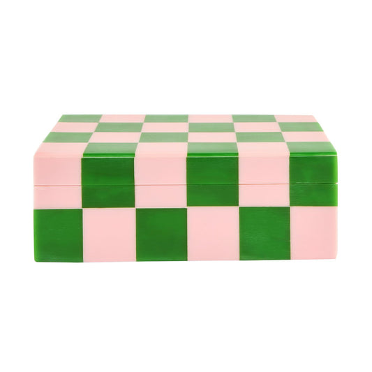 Habitat Brights Checkered Resin Trinket Box - Pink & Green