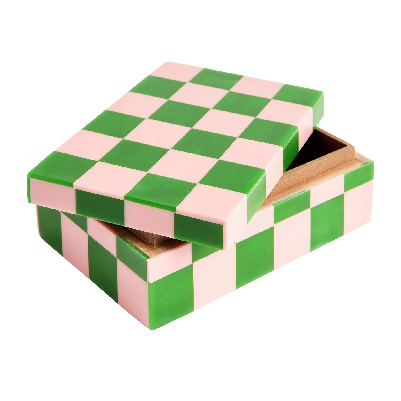 Habitat Brights Checkered Resin Trinket Box - Pink & Green