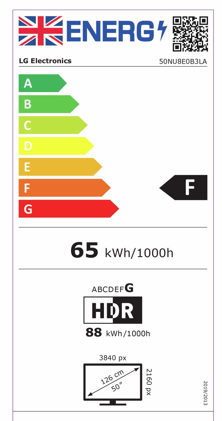 LG 50 Inch 50NU8E0B3LA Smart 4K UHD HDR LED Nano AI TV