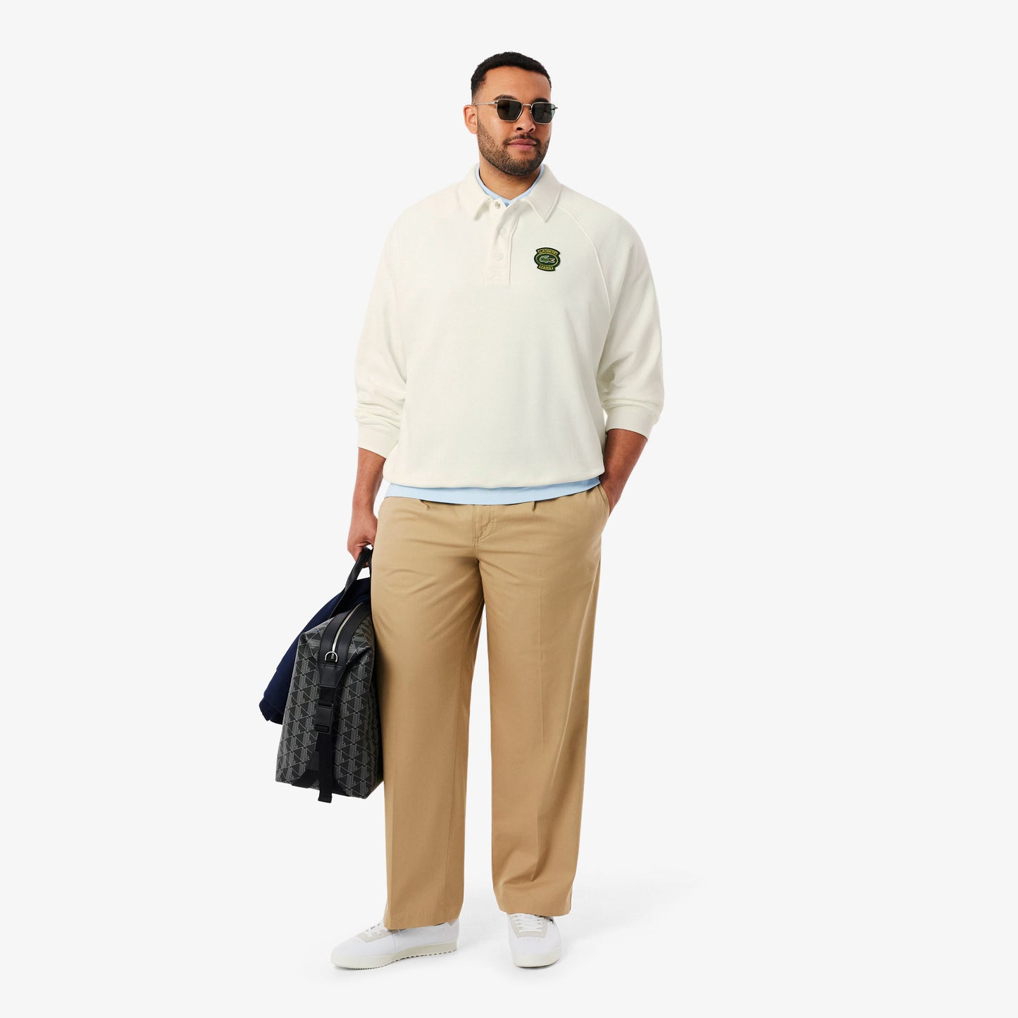 Loose Fit Polo Collar Fleece Sweatshirt
