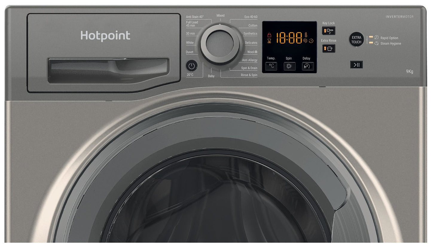 Hotpoint NSWM946GGUK 9KG 1400 Spin Washing Machine-Graphite
