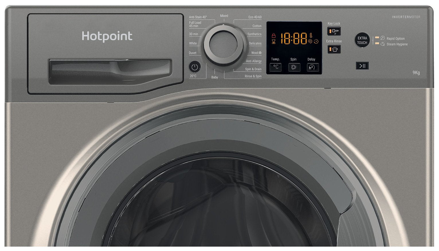 Hotpoint NSWM946GGUK 9KG 1400 Spin Washing Machine-Graphite