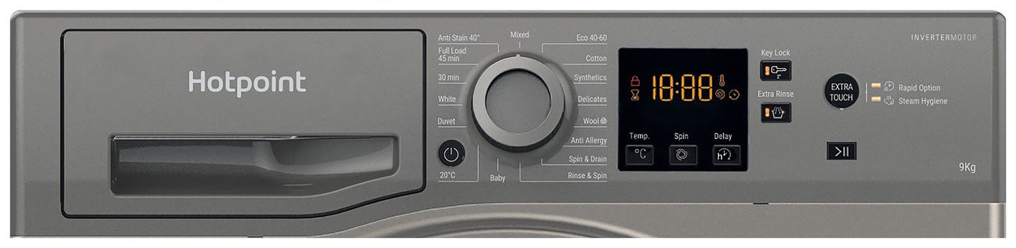 Hotpoint NSWM946GGUK 9KG 1400 Spin Washing Machine-Graphite