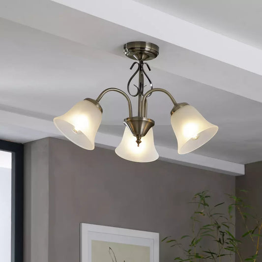 Argos Home Elisa 3 Light Glass Ceiling Light - Antique Brass