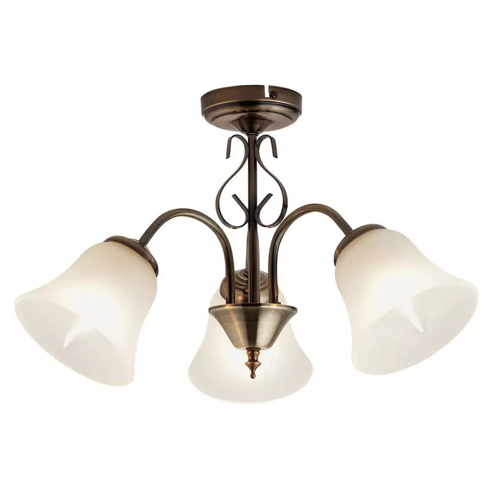 Argos Home Elisa 3 Light Glass Ceiling Light - Antique Brass