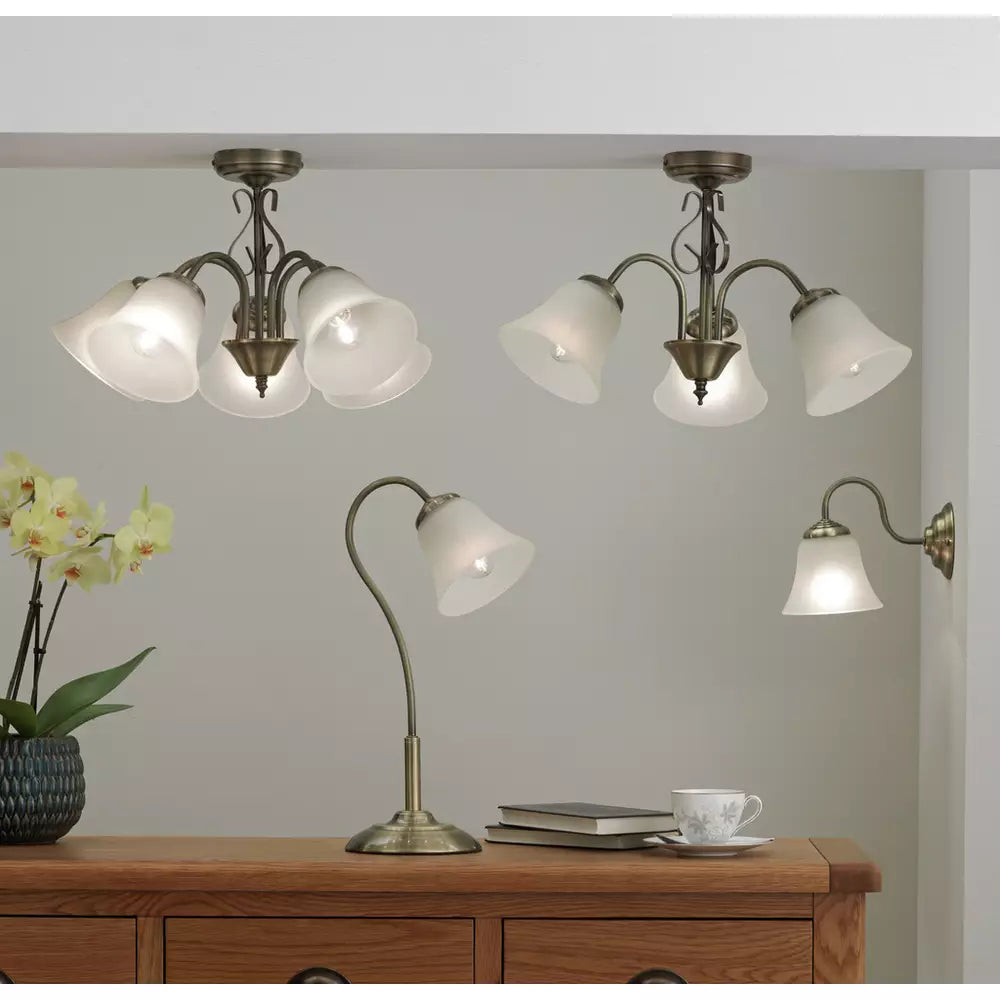 Argos Home Elisa 3 Light Glass Ceiling Light - Antique Brass