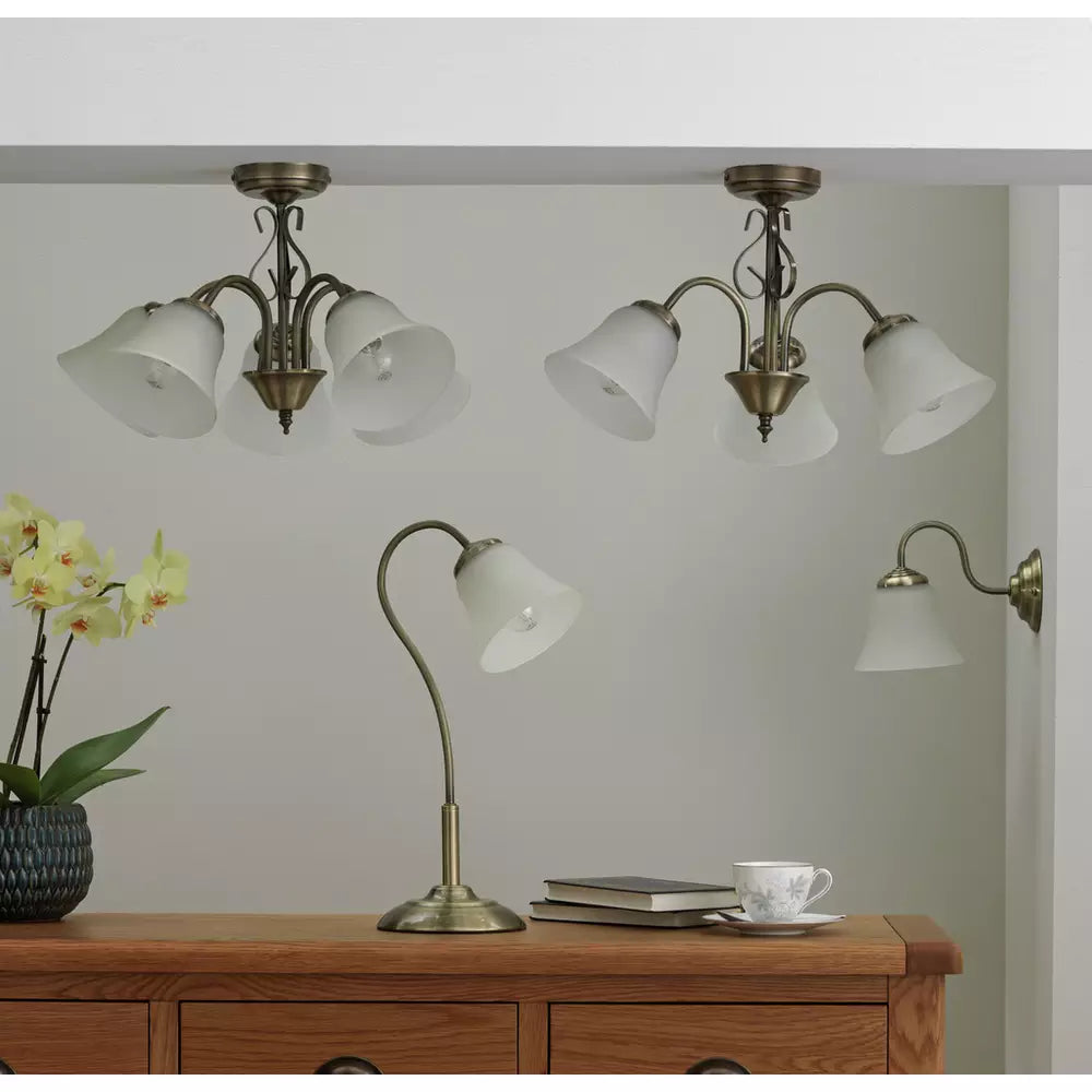 Argos Home Elisa 3 Light Glass Ceiling Light - Antique Brass