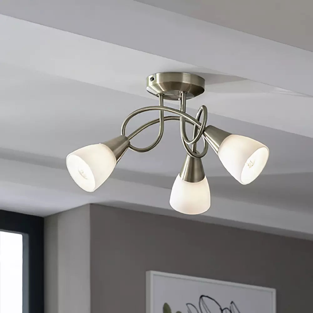 Argos Home Curico 3 Light Glass Ceiling Light -Antique Brass