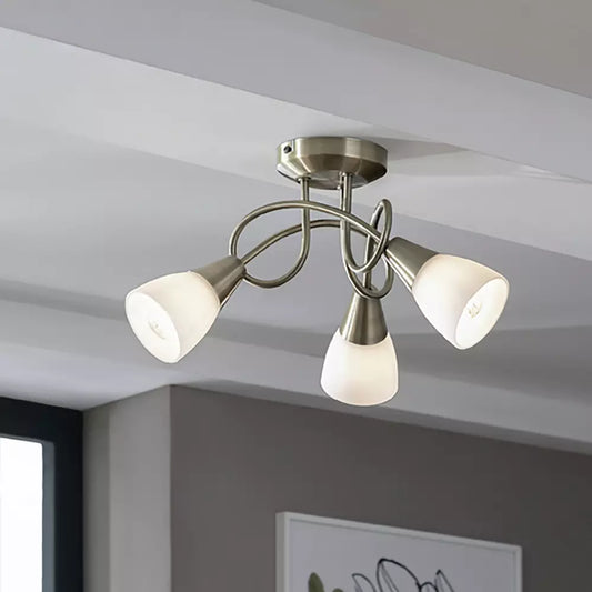 Argos Home Curico 3 Light Glass Ceiling Light -Antique Brass