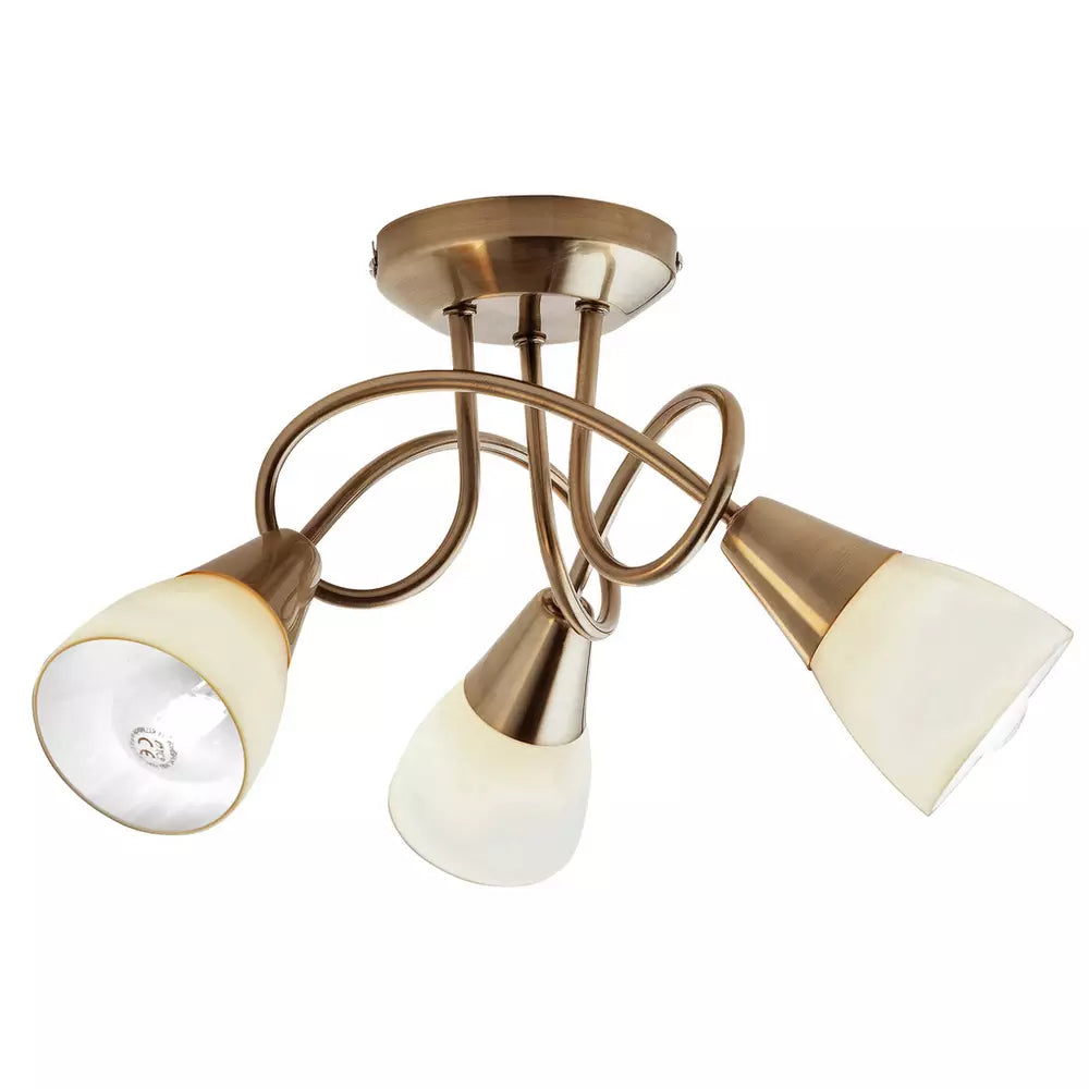 Argos Home Curico 3 Light Glass Ceiling Light -Antique Brass