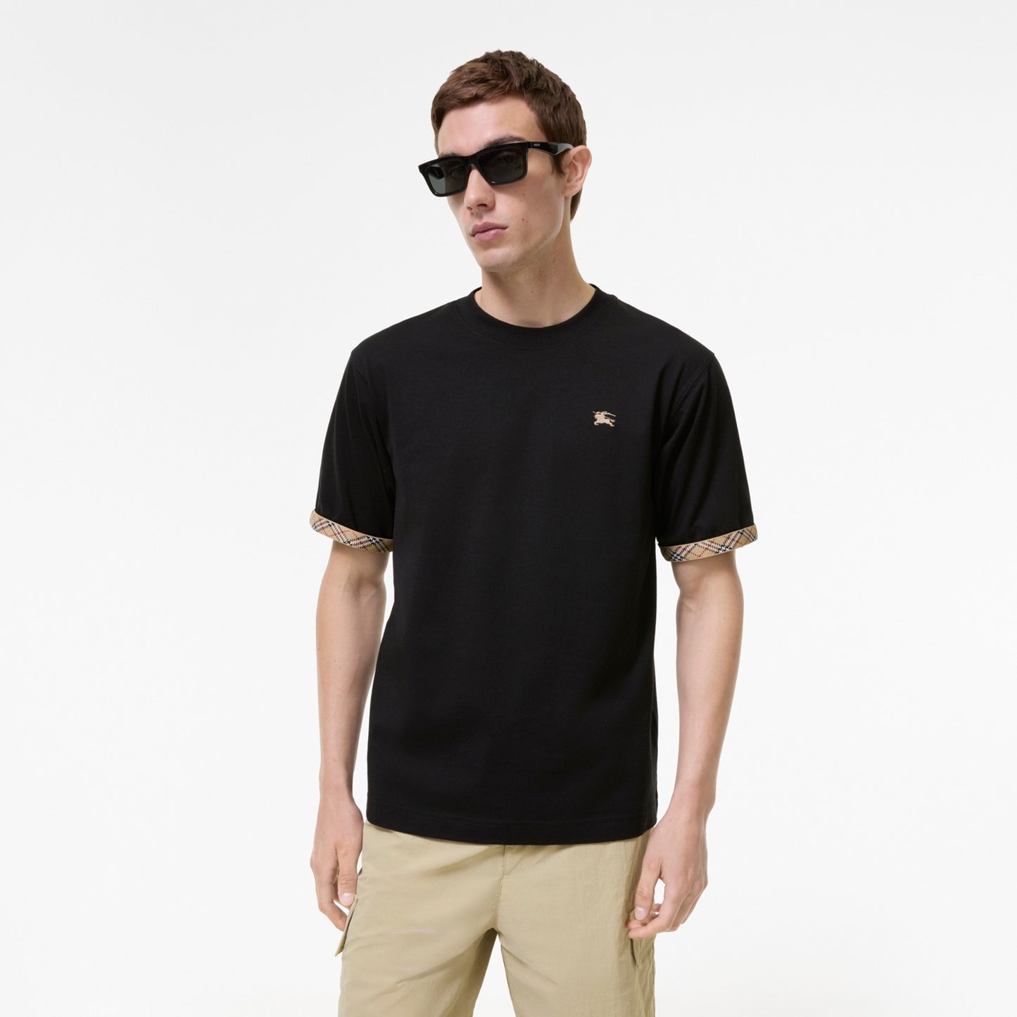 Check Trim Cotton T-shirt