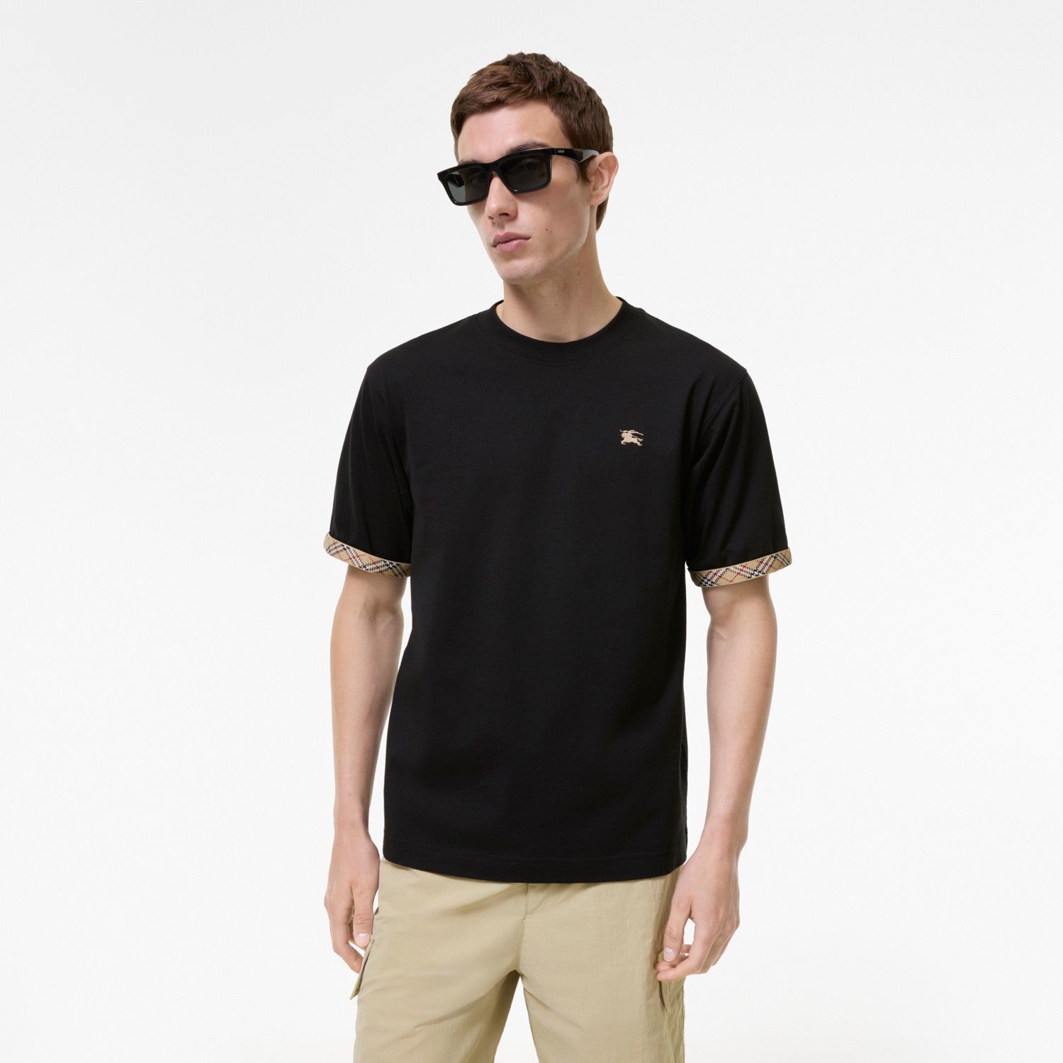Check Trim Cotton T-shirt