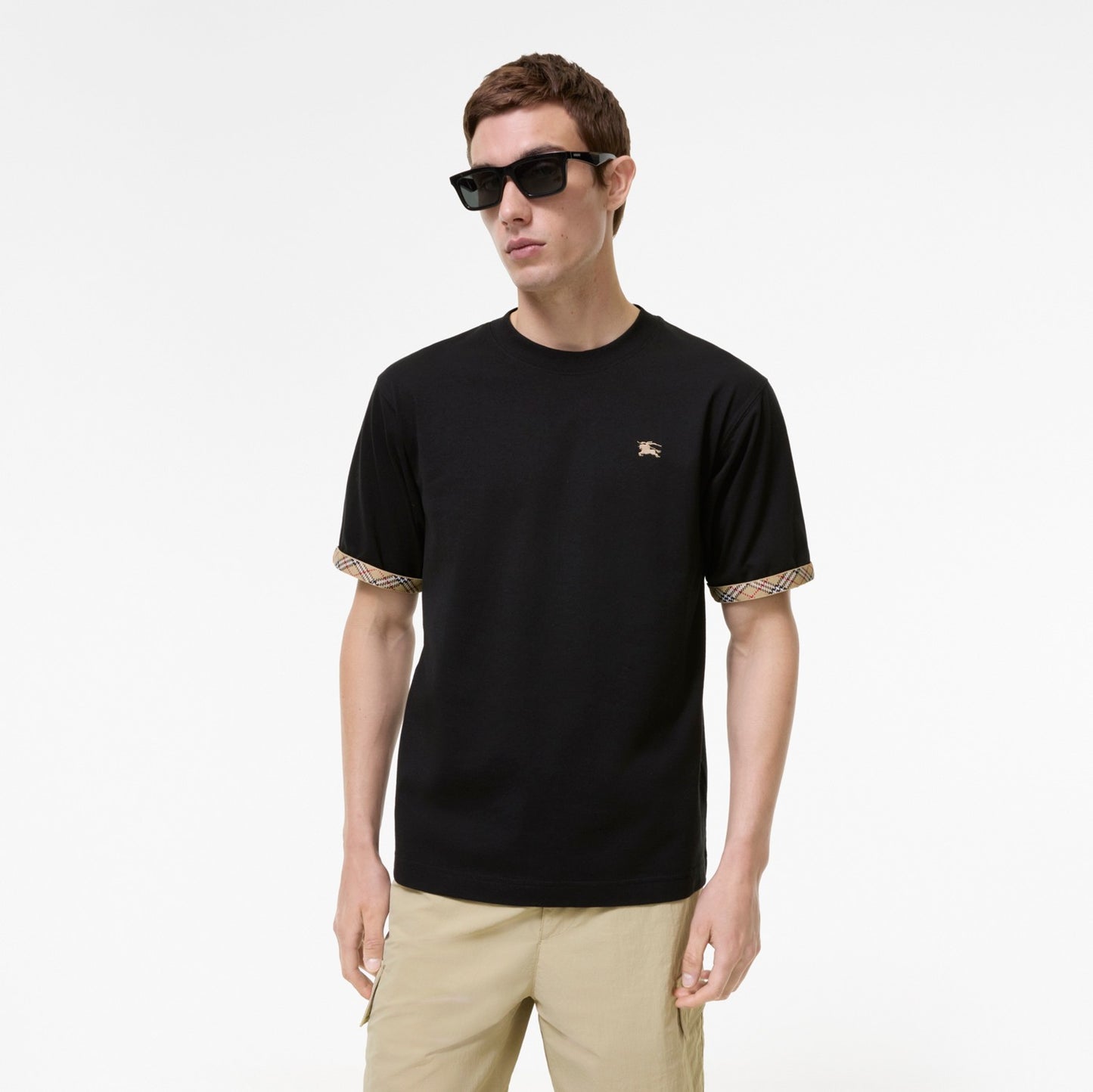 Check Trim Cotton T-shirt