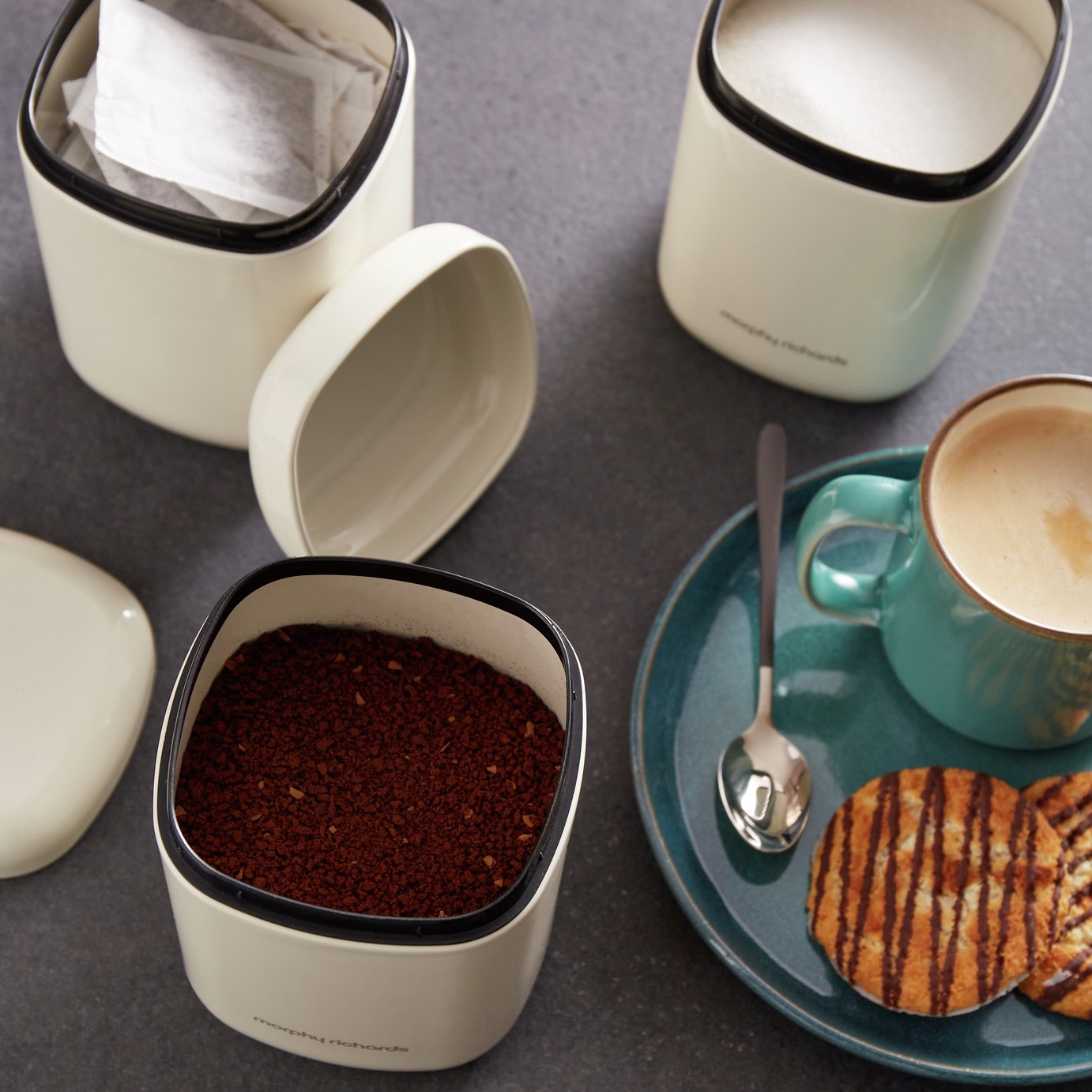 Morphy Richards Set of 3 Canisters - Cream