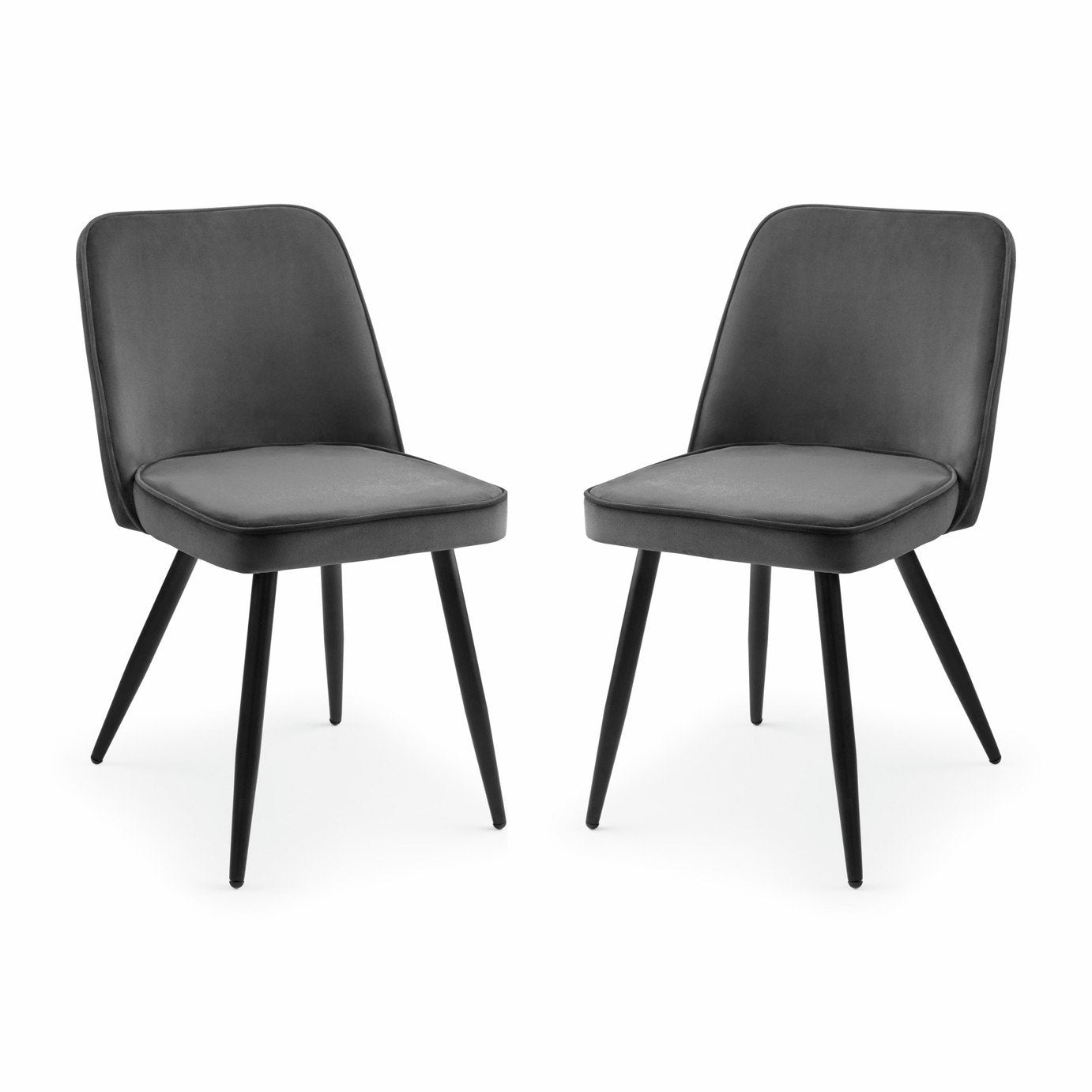 Julian Bowen Burgess Pair of Velvet Dining Chairs -Dark Grey