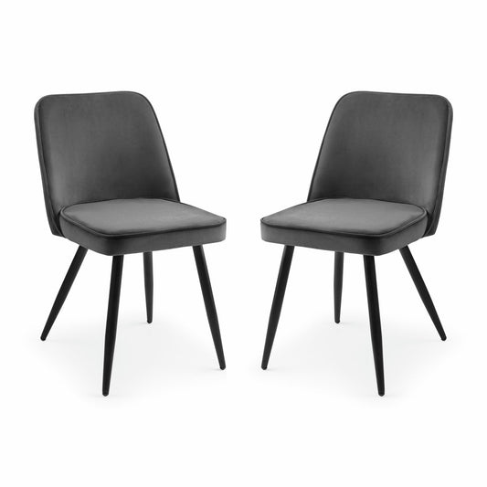 Julian Bowen Burgess Pair of Velvet Dining Chairs -Dark Grey