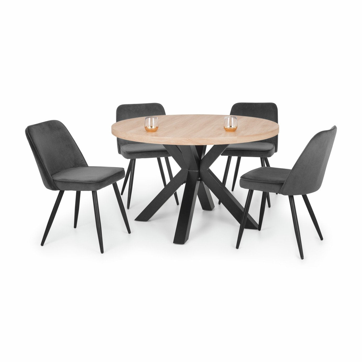 Julian Bowen Burgess Pair of Velvet Dining Chairs -Dark Grey