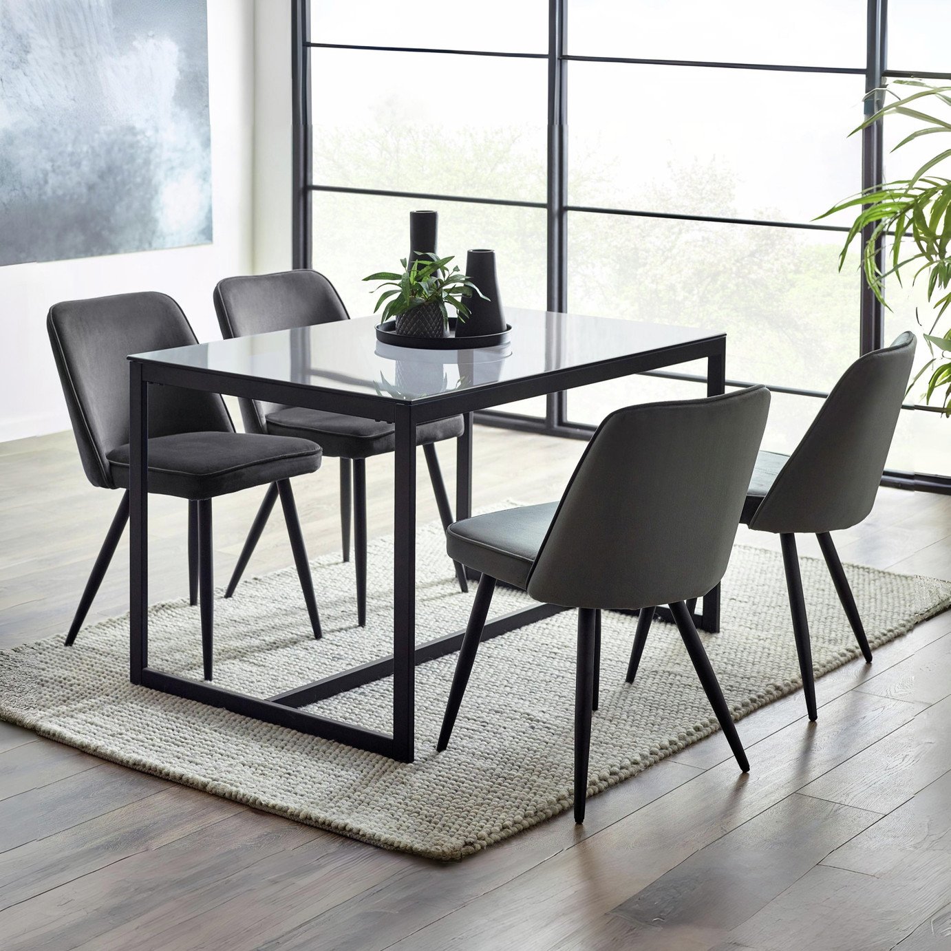Julian Bowen Burgess Pair of Velvet Dining Chairs -Dark Grey