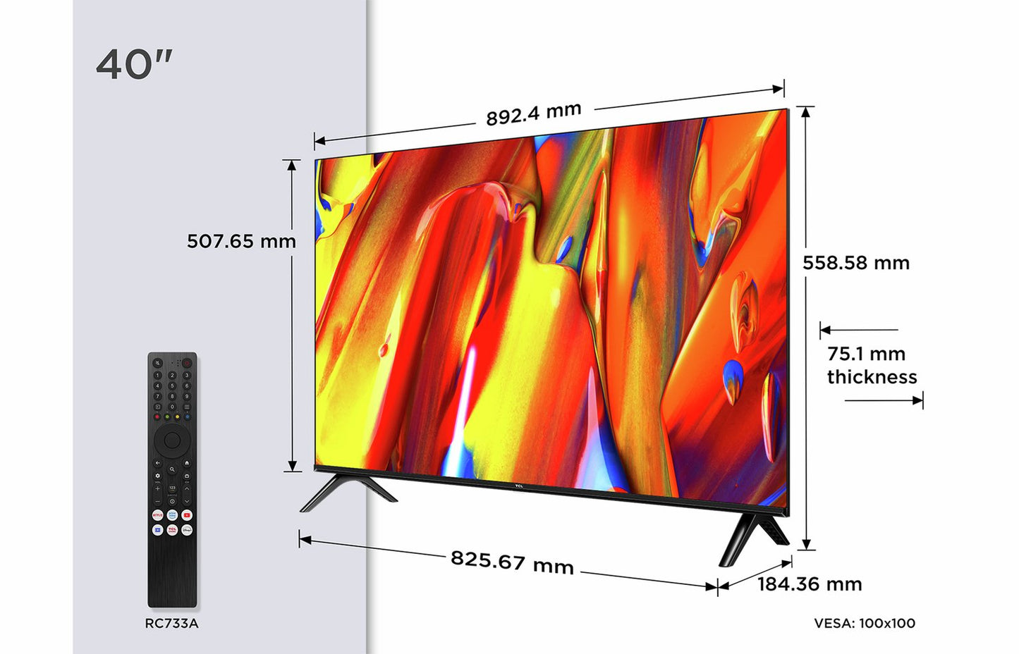 TCL 40 Inch 40V5C-UK Smart FHD HDR QLED Android TV