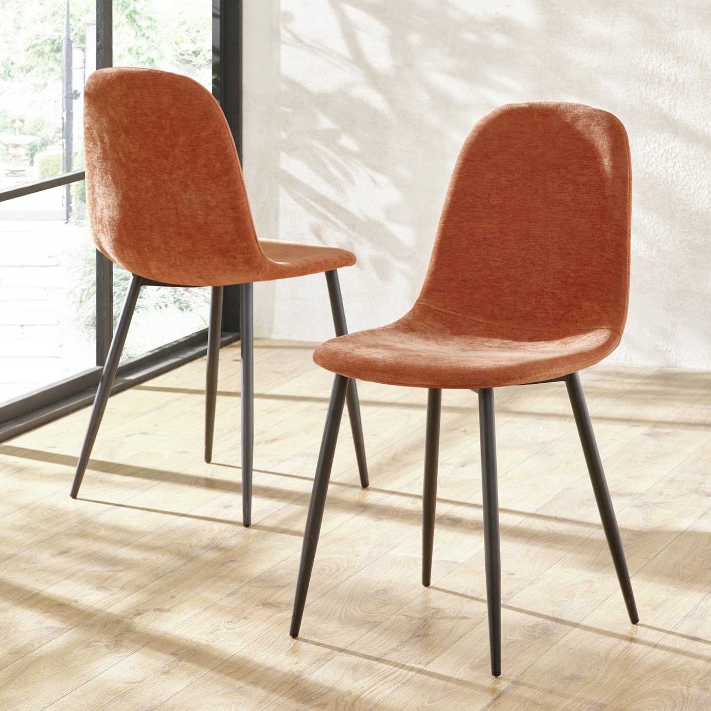 Julian Bowen Lottie Pair of Fabric Dining Chairs -Terracotta