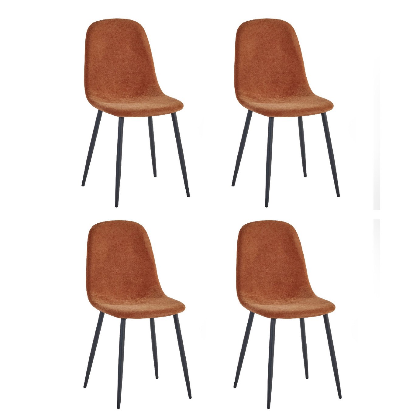 Julian Bowen Lottie Pair of Fabric Dining Chairs -Terracotta