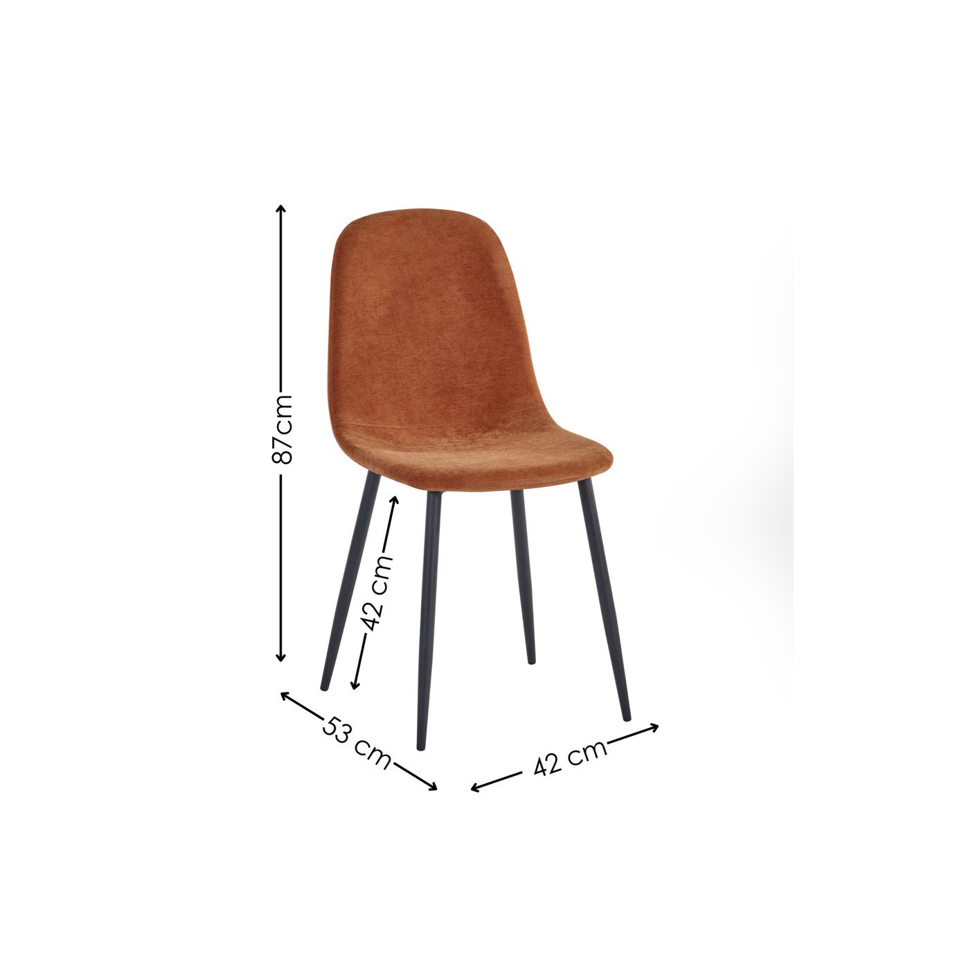 Julian Bowen Lottie Pair of Fabric Dining Chairs -Terracotta