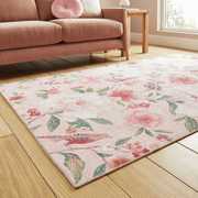 Catherine Lansfield Floral Pink Flatweave Rug - 76x150cm
