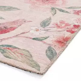 Catherine Lansfield Floral Pink Flatweave Rug - 76x150cm