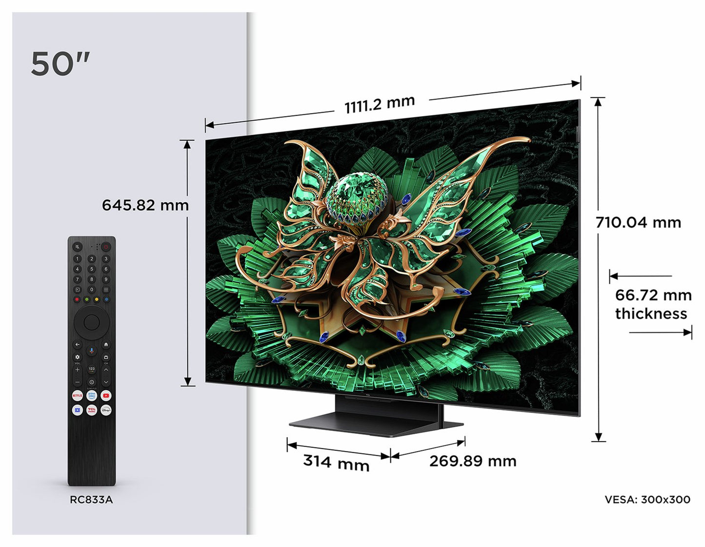 TCL 50 Inch 50C7K Smart 4K HDR Mini-LED Google TV