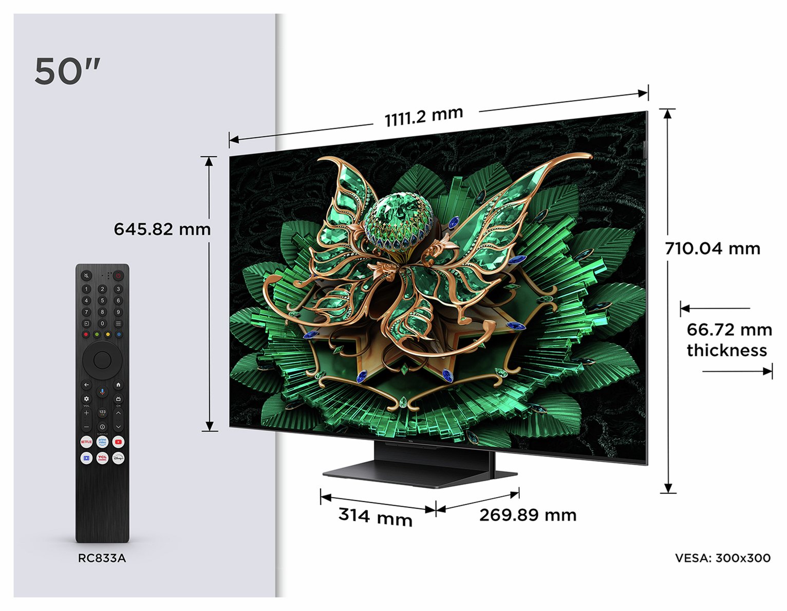 TCL 50 Inch 50C7K Smart 4K HDR Mini-LED Google TV