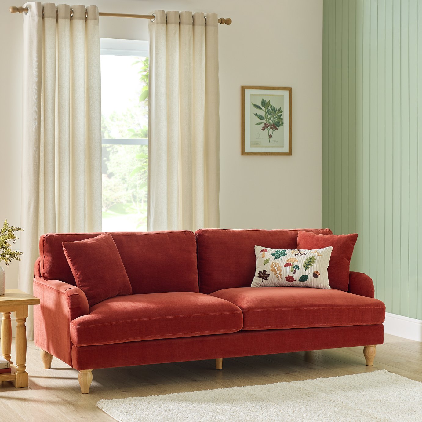 Argos Home Cynthia Fabric 3 Seater Sofa - Rust