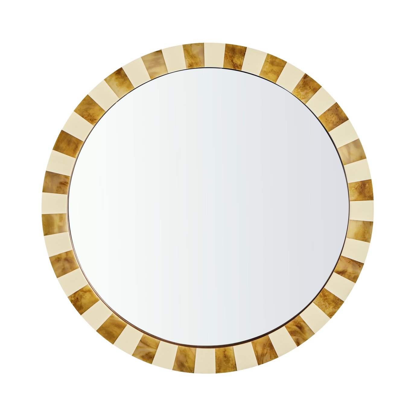 Habitat Checkered Brown Resin Round Wall Mirror - 50cm