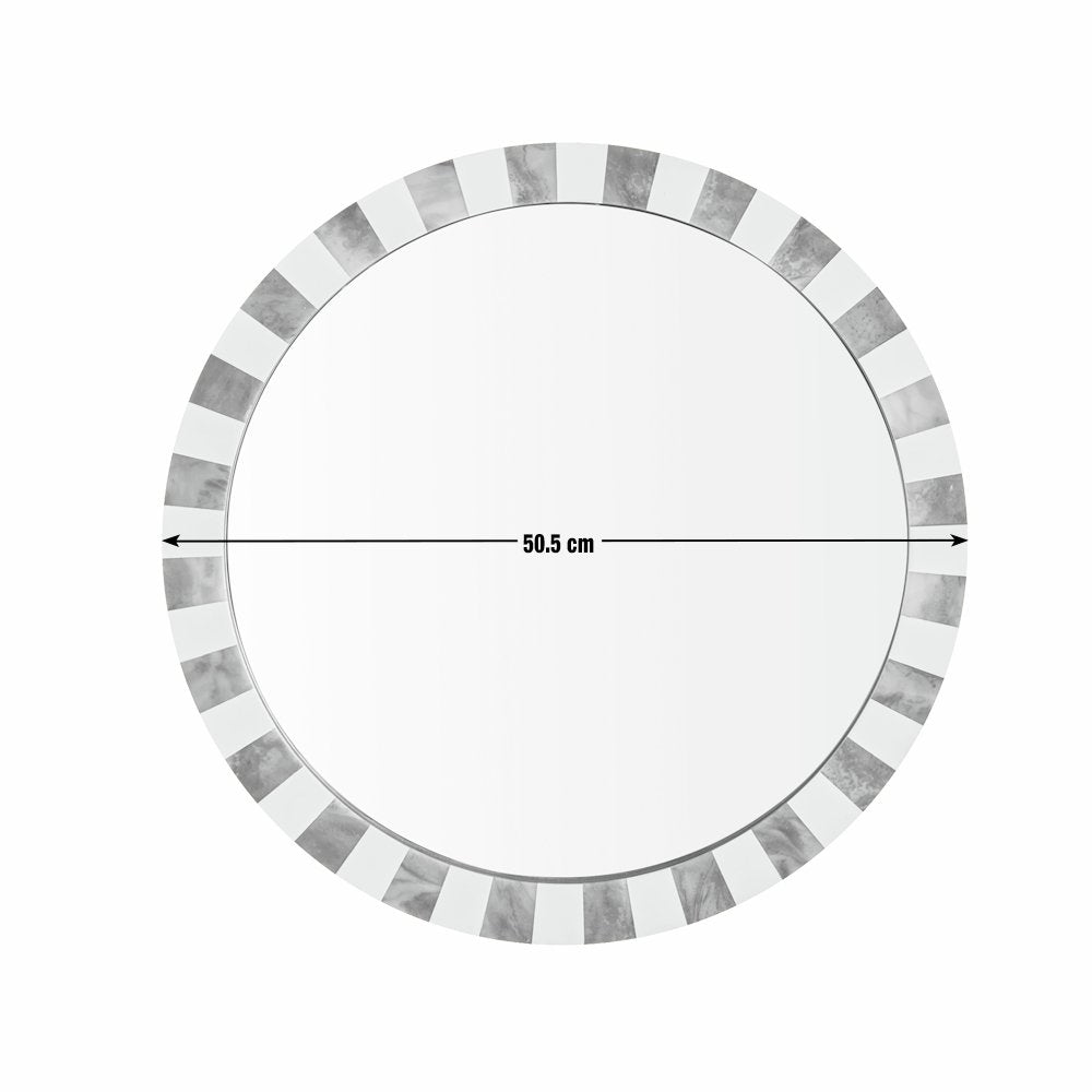 Habitat Checkered Brown Resin Round Wall Mirror - 50cm