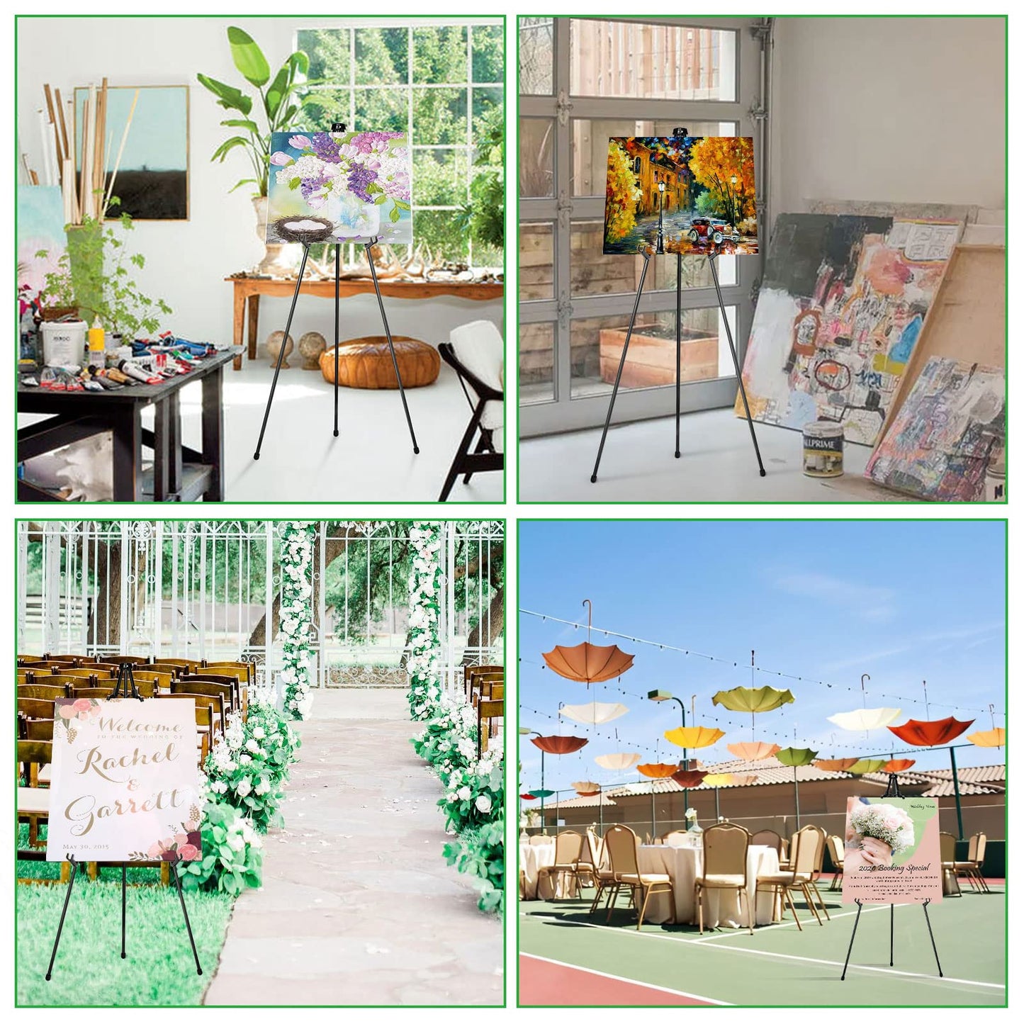 Adjustable  Display Easel Stand  160cm Tall  Portable Collapsible Tripod with Plastic Holder - Interactive Group