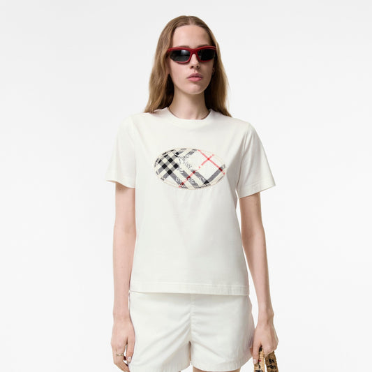 Check Knight Stamp Cotton T-shirt