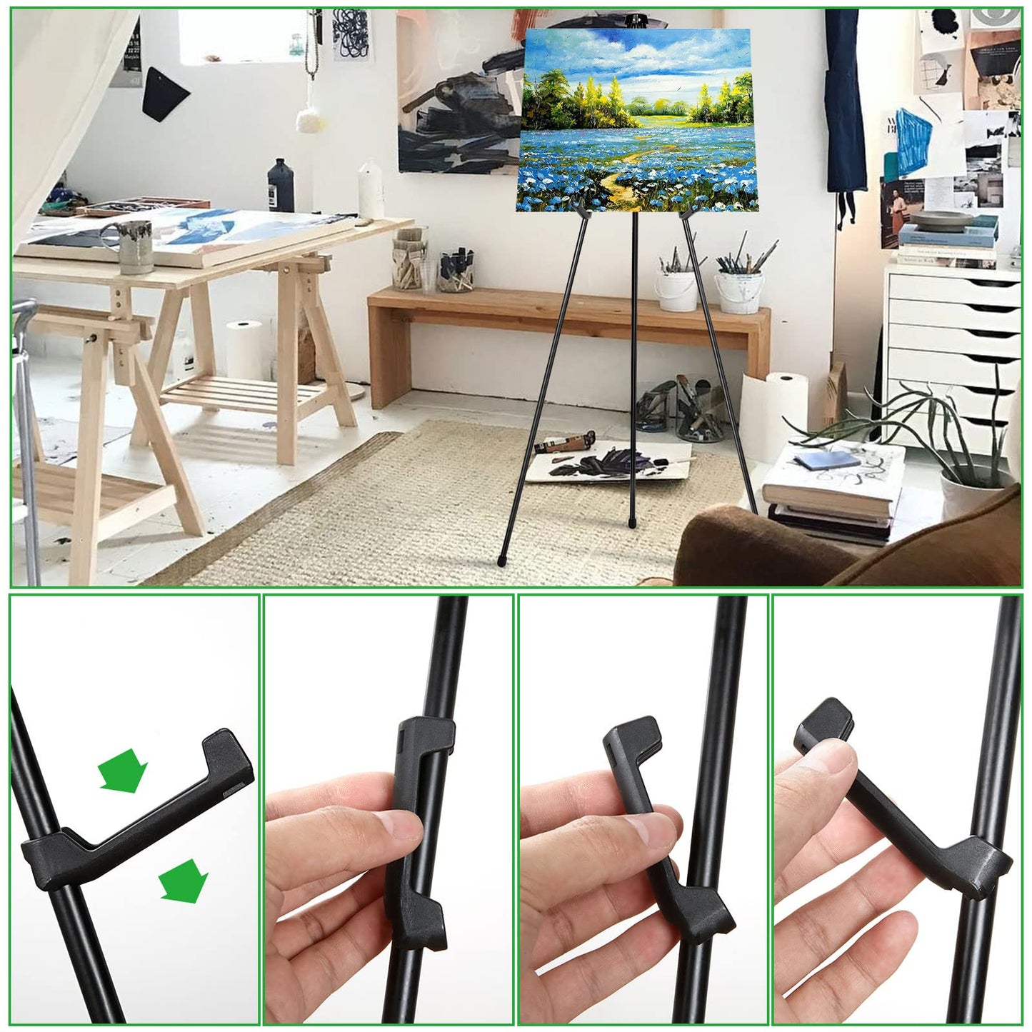 Adjustable  Display Easel Stand  160cm Tall  Portable Collapsible Tripod with Plastic Holder - Interactive Group
