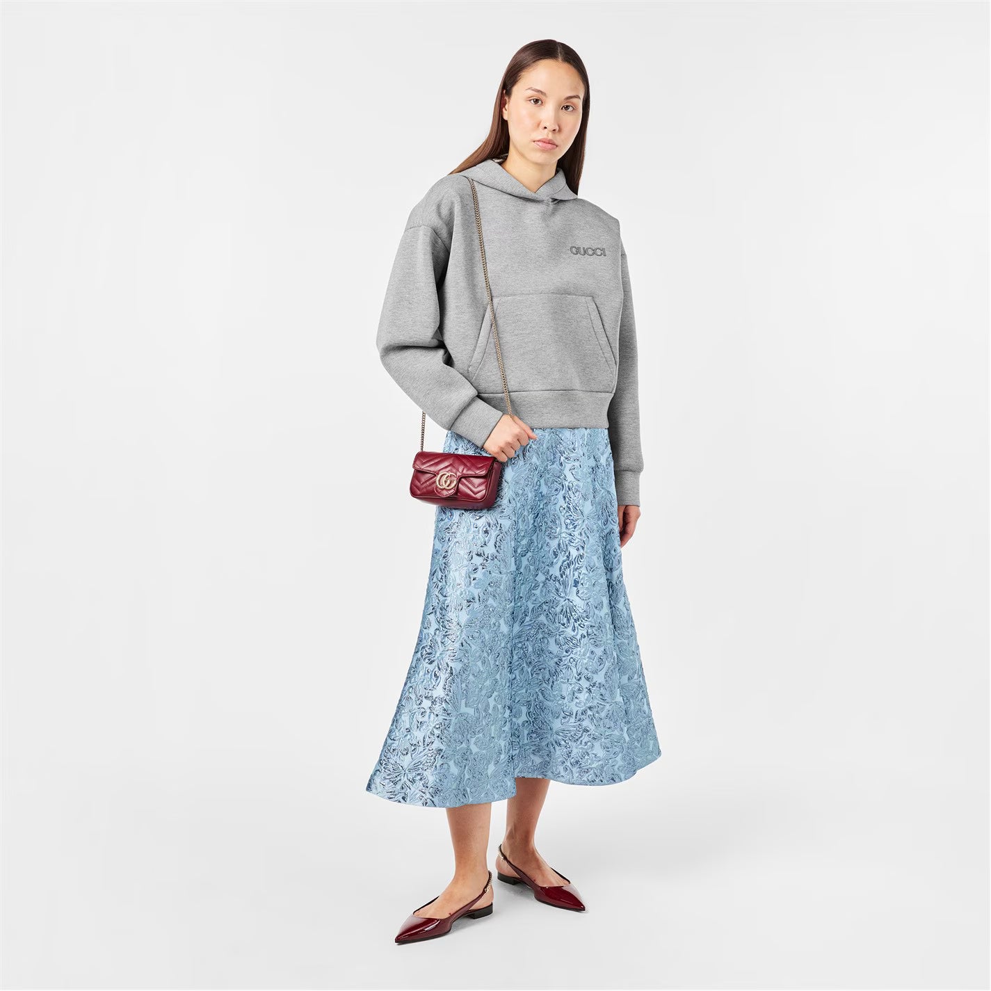 GUCCI Lamé Butterflies Brocade Skirt.