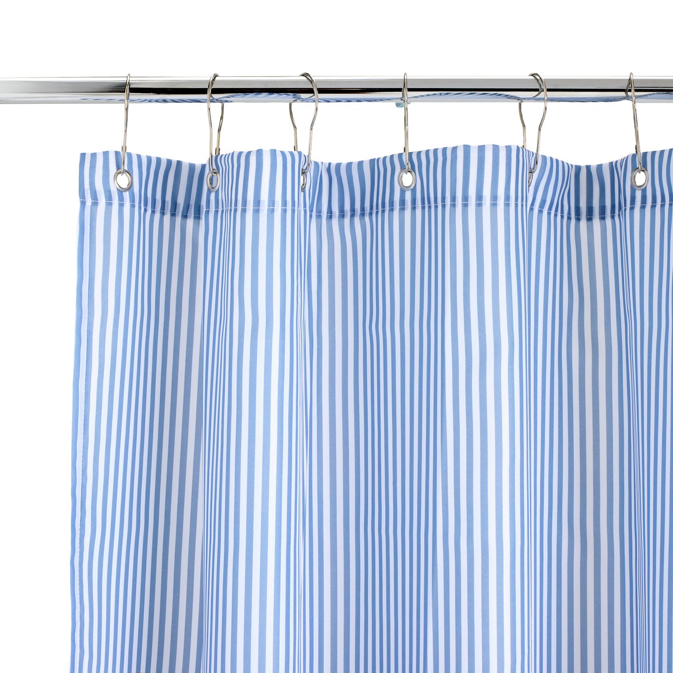 Argos Home Coastal Stripe Antibacterial Shower Curtain- Blue & White