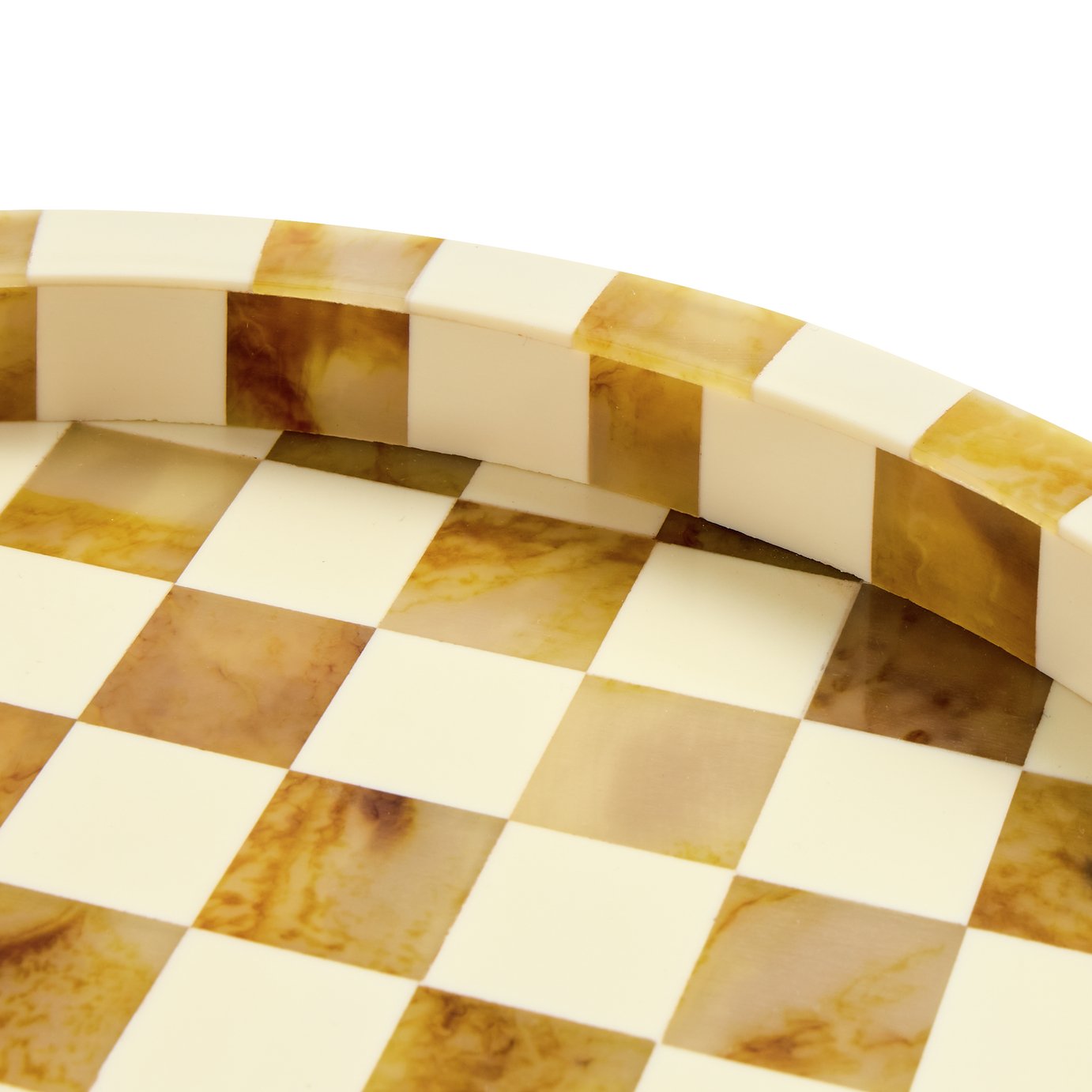 Habitat Checkered Resin Brown & White Round Trinket Tray