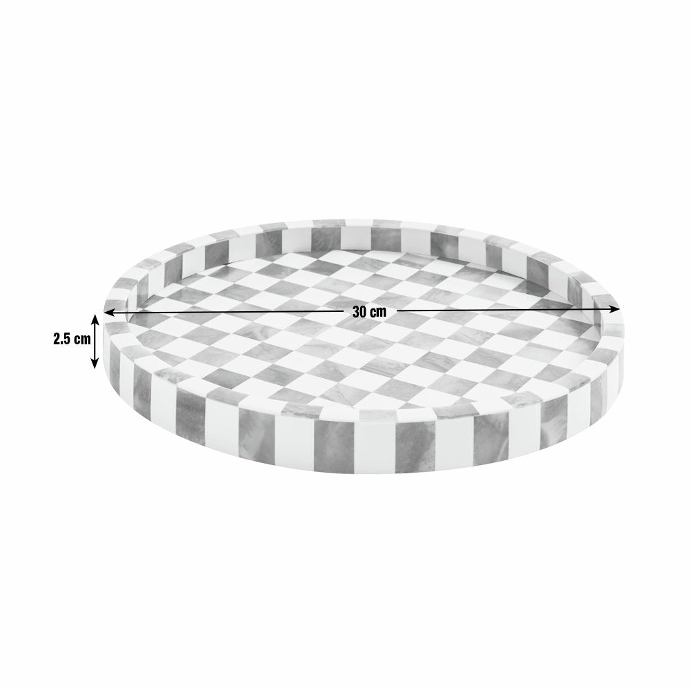 Habitat Checkered Resin Brown & White Round Trinket Tray